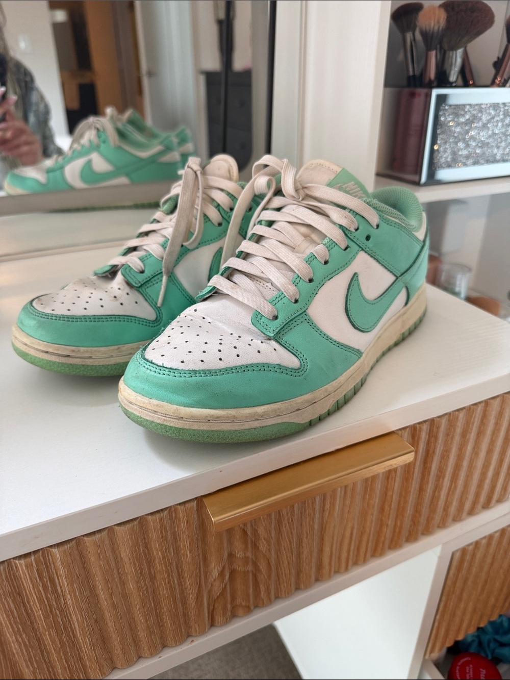 Nike Women's Low-Top Sneakers in Mint Green and White